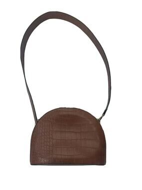 asos brown vegan leather half circle purse